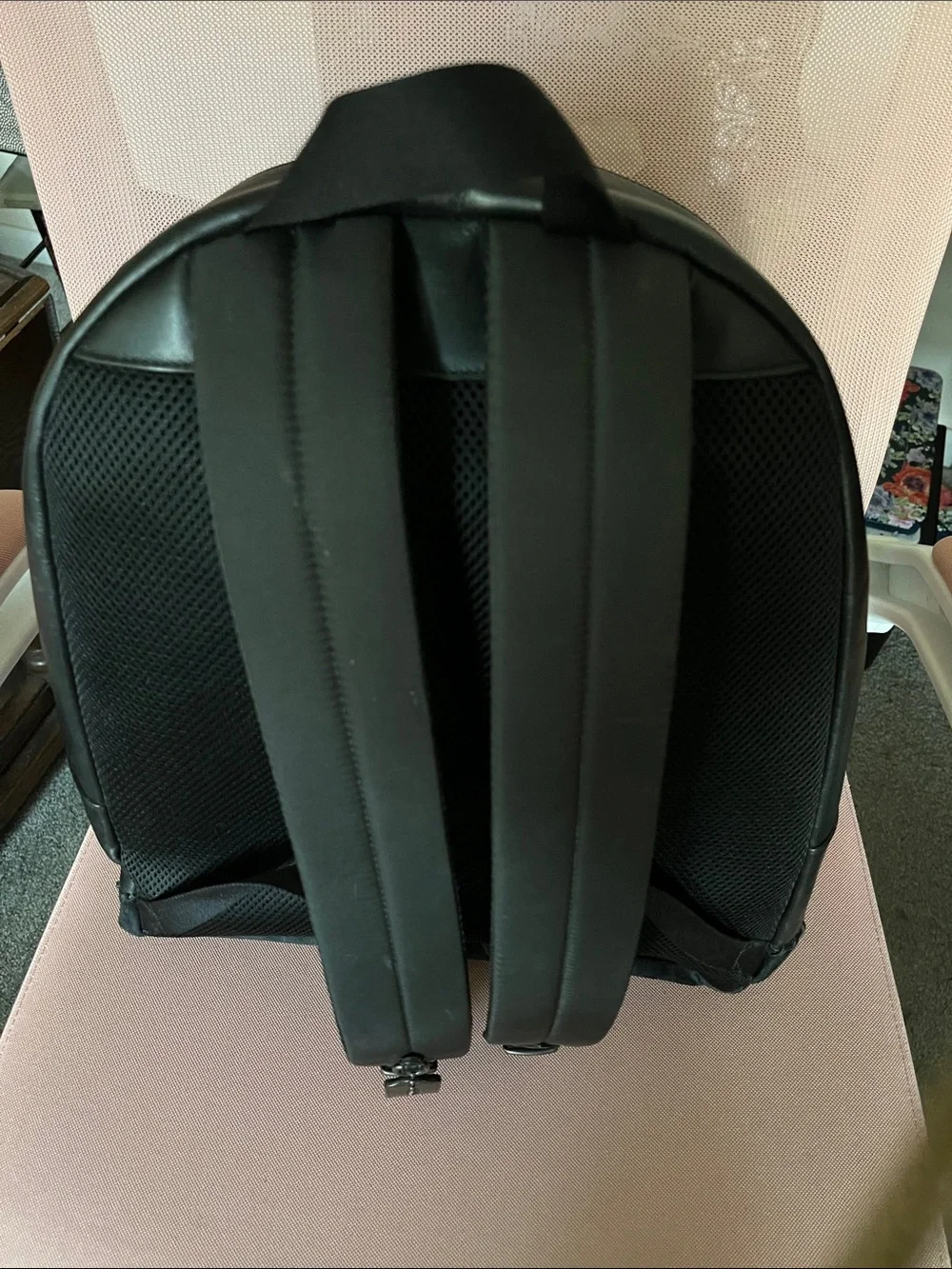 Coach Black Leather Men's Backpack with Vertical Panel Detail